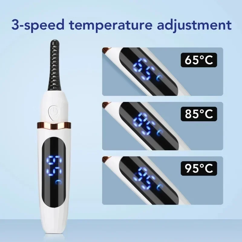 Heated Eyelash Curlers Electric Eyelash Curling Device Rechargeable Fast Heat up Natural Curler Long Lasting Makeup Tool