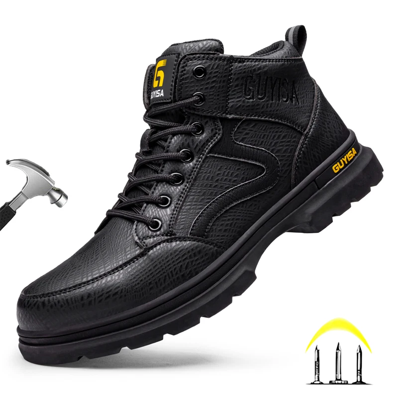 

Dian Sen 2023 New Men Safety Shoes Non Slip Cap Anti-Smash Boots For Men Insulated Platform Indestructible Botas Water Proof