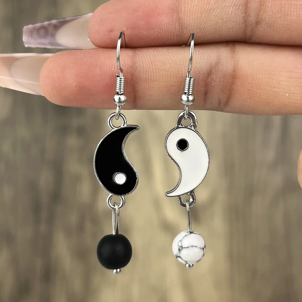 Drip Oil Tai Chi Gossip Drop Earrings For Women Fashion Simple Ladies Romantic Ball Pendant Earrings Jewelry Factory Wholesale - Image 2