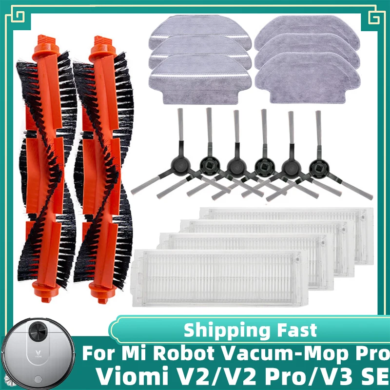 For Xiaomi Mi Robot Vacuum Mop Pro Viomi V2 V2 Pro V3 V-RVCLM21B SE Hepa Filter Main Roller Side Brush Dry Wet Mop Cloth Parts