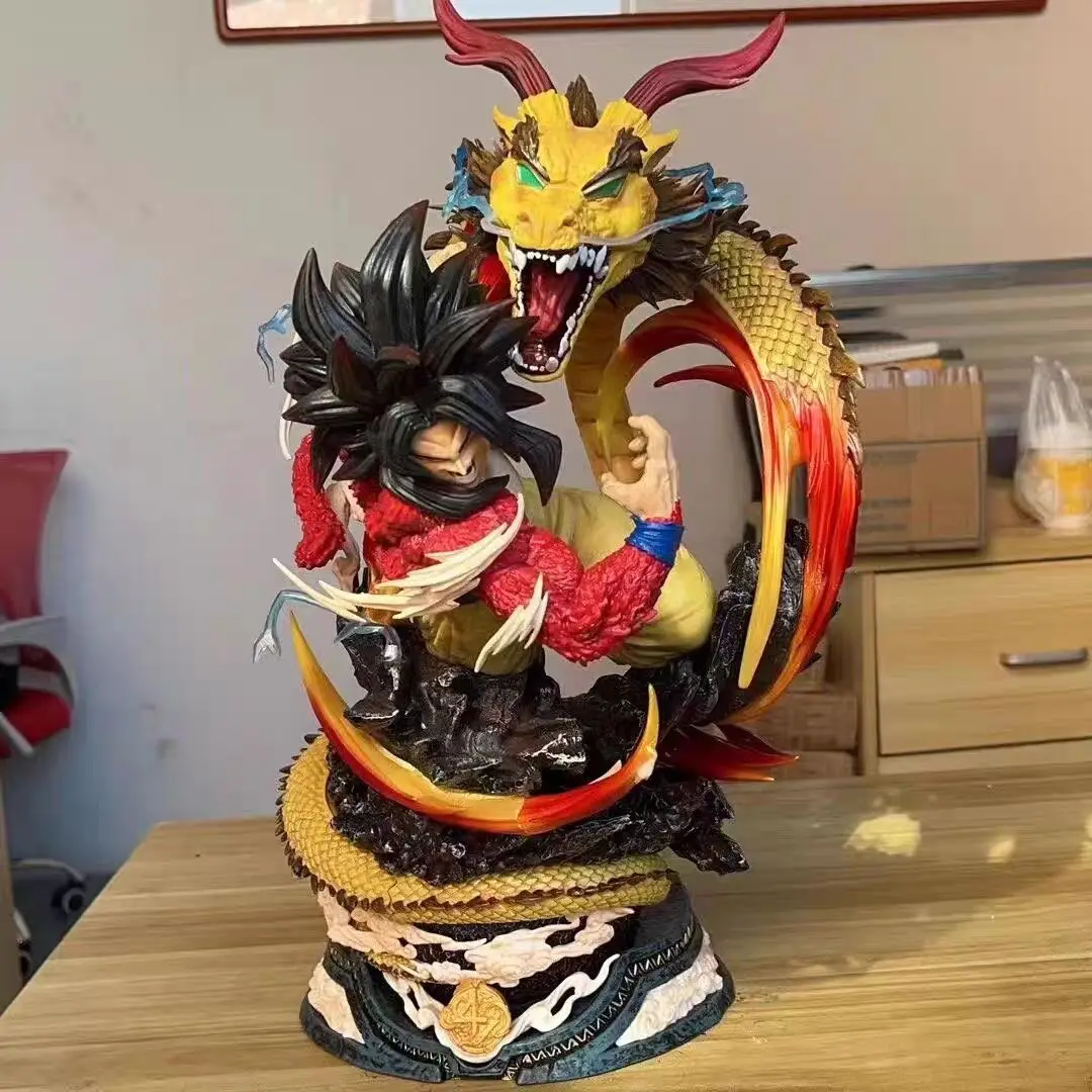 Dragon Ball Figure 45Cm Double Head Dragon Fist Son Goku Ssj4 Action Figures Pvc Anime Statue Collection Model Doll Toys Regali