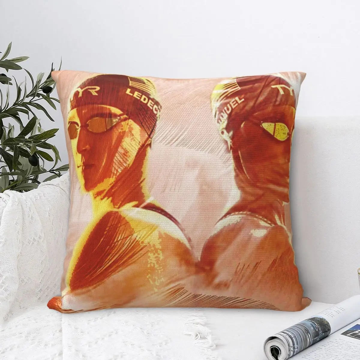 

Female Swimmer Katie Ledecky Pillowcase Pillow Case Cushion Cover Home Sofa Car Decorative Simone Manuel Throw Pillow Printing