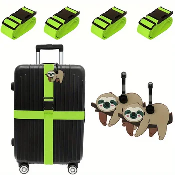 Set di 6 Cinghie per Valigie con Etichette, Accessori da Viaggio, Cinghie per Bagagli con Tag per Valigie