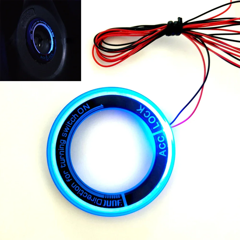 Car Ignition Switch Luminous Sticker Ring - 3D Light Night Glow, Aluminum, Key Hole Decoration