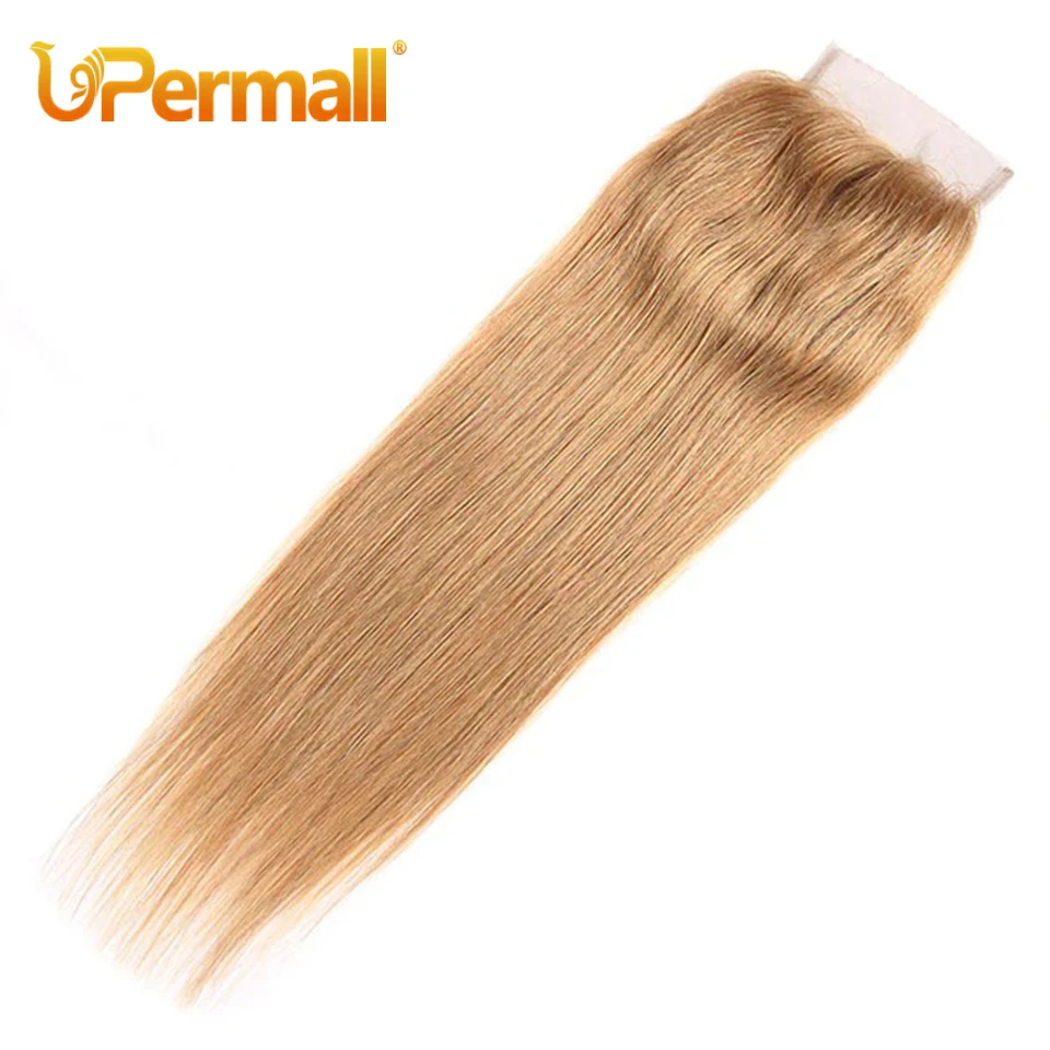 Upermall Honey Blonde 13x6 13x4 Lace Frontal Straight Pre Plucked Swiss HD Transparent 4x4 5x5 6x6 Closure 100% Remy Human Hair