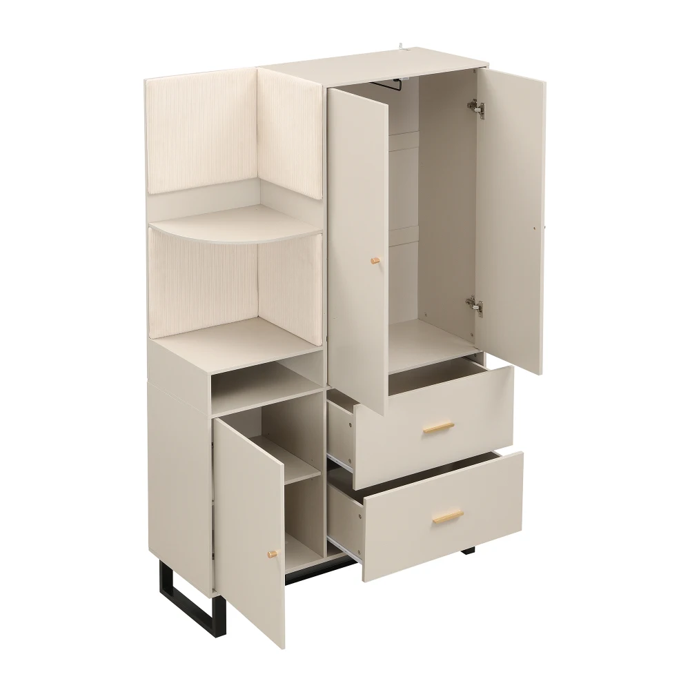 Kompakte Kleiderschränke, Flur-Kleiderschränke, Bodenschrank, Wandschrank, Regal, Boden- und Flur-Kleiderschrank mit gepolsterten Paneelen, Schuhschrank – Detail 31