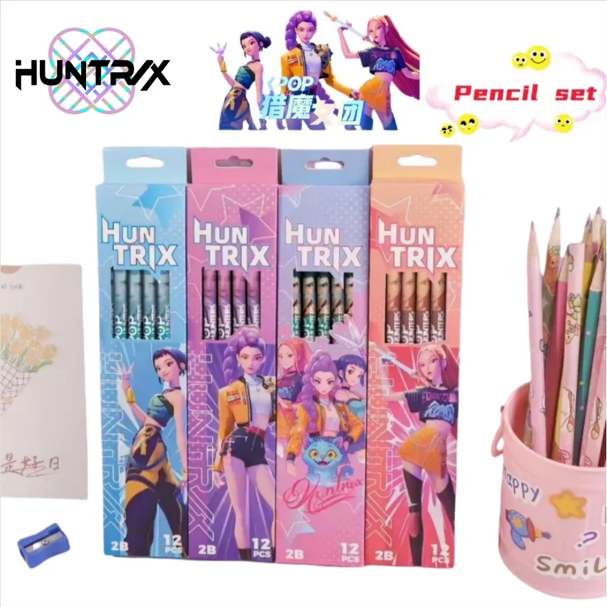 Anime pencils KPop Demon Hunters Rumi Mira Zoey Anime-style Pencils Anime Merch Cute Cartoon Writing Stationery Set for Elementary Students