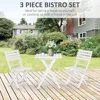 3 Piece Bistro Set, Wood Folding Outdoor Furniture with Table & Chairs for Backyard & Balcony, Square, White 2