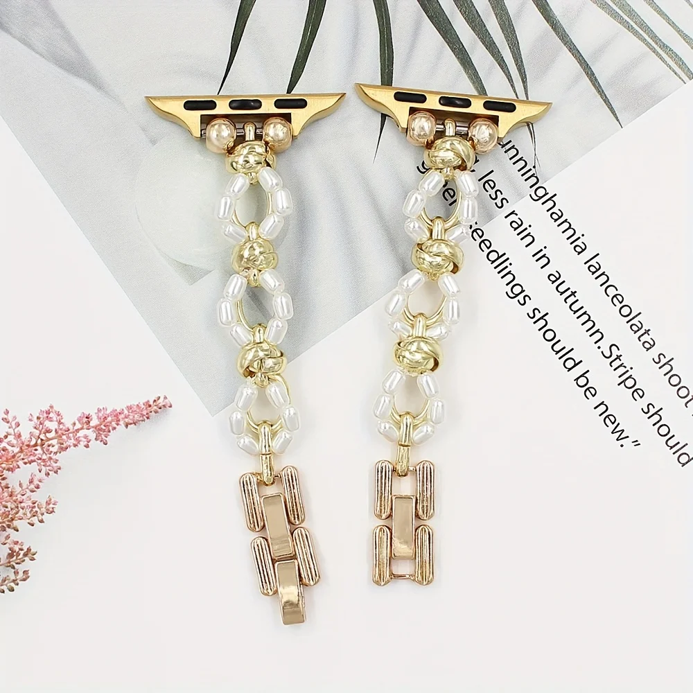 For Apple Iwatch, Fashion Multi Bead Wrap Five-leaf Grass Bracelet For Men And Women, 38/40/41mm 42/44/45/49MM Watch Strap