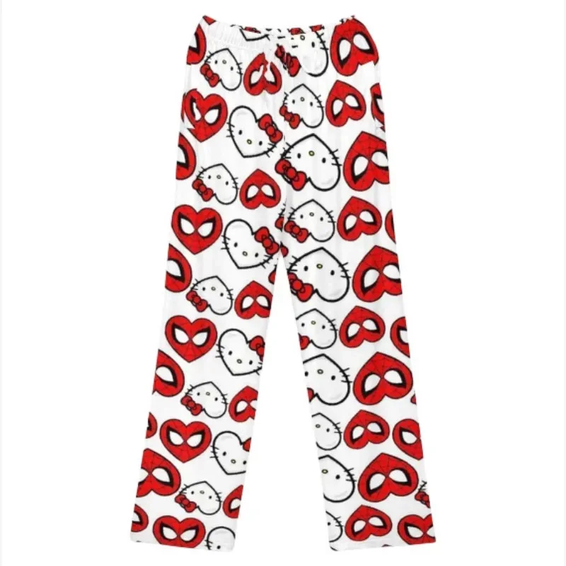Hello Kitty Spider-man Cotton Loose Ladies Pajama Pants Pyjama Trousers Women Men Cartoon Sleep Bottoms Lounge Wear Girl Sleep cotton pajama pants