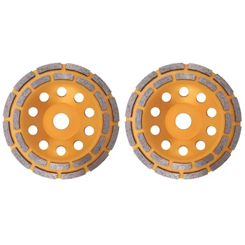 다이아몬드 2 열 세그먼트 그라인딩 휠 샌딩 디스크 샌딩기, 연마기 컵 연마 도구, 22mm 구멍, 2X, 150mm, 7 인치