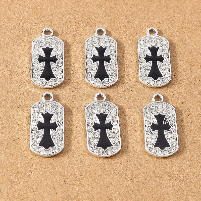 10 Stück 24*11mm Kristall Strass Kreuz Charms Anhänger für Halskette Ohrringe DIY handgemachte Schmuckherstellung Zubehör