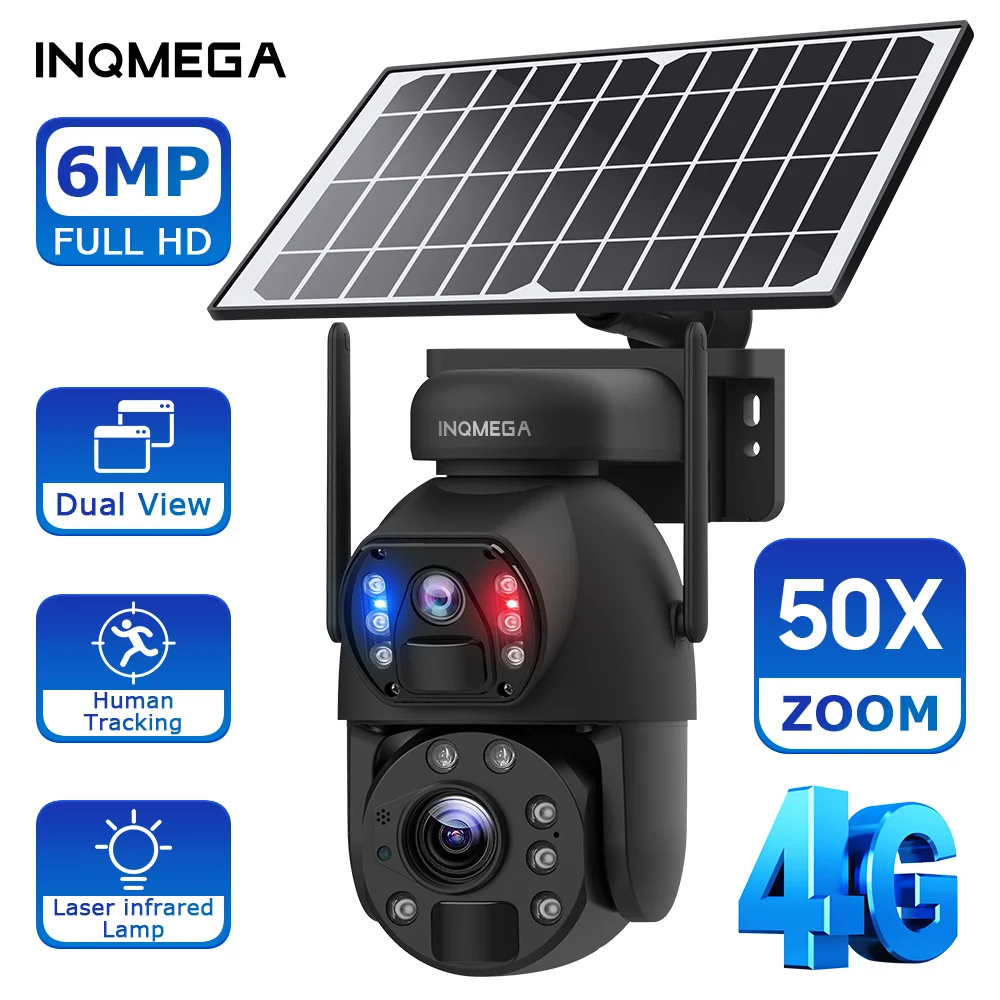 3K 6MP 4G Solar Camera 50X Optical Zoom Dual Lens Recording Humanoid Tracking Outdoor WIFI Metal Waterproof Laser infrared cam ip camera wifi camera surveillance camera solar security camera solar camera