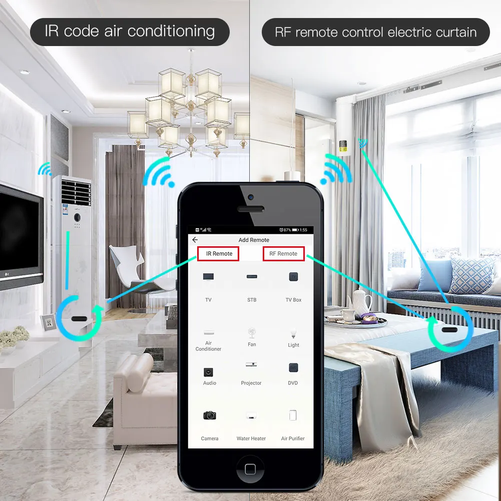 MOES nowy WiFi RF IR uniwersalny pilot urządzenia RF urządzenia Tuya inteligentne życie App sterowanie głosem za pośrednictwem Alexa Google Home 4 MOES nowy WiFi RF IR uniwersalny pilot urządzenia RF urządzenia Tuya inteligentne życie App sterowanie głosem za pośrednictwem Alexa Google Home 4