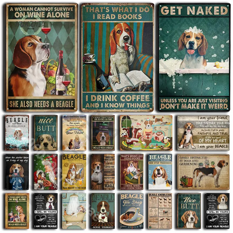 

Funny Beagle Dog Metal Tin Sign for Bathroom Toilet Home Pet Shop Coffee Farmhouse Livingroom Bedroom Decoration Retro Signs