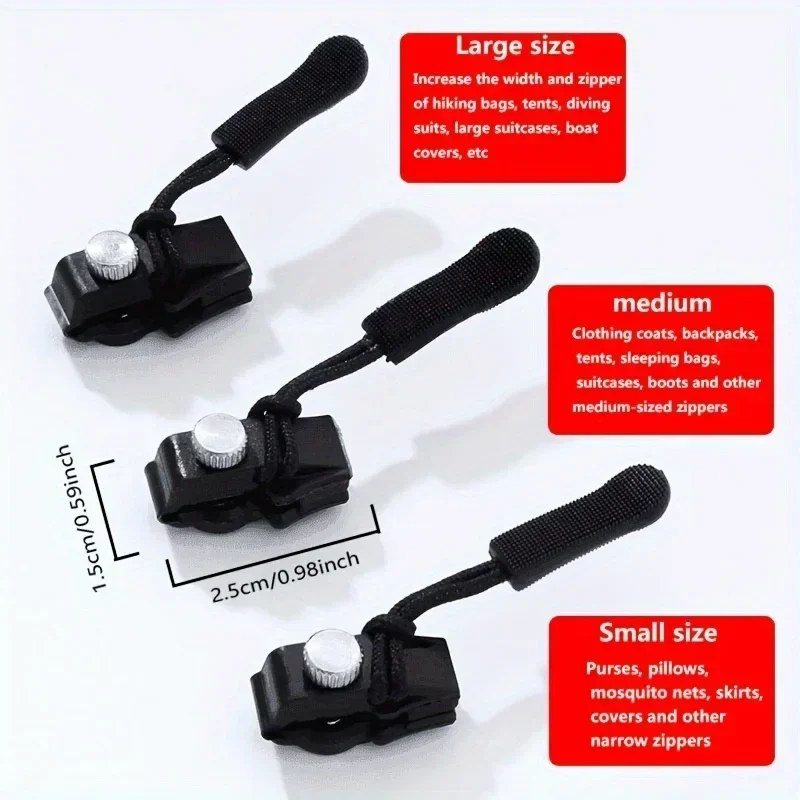 3-6pcs Universal zipper Quick Repair slider Easy to install Seamless replacement zipper head for Jackets Luggage