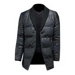 2023 New Arrival Winter 90% White Duck Down Jackets Men,male Warm Thicked Leather Coat, Overcoat