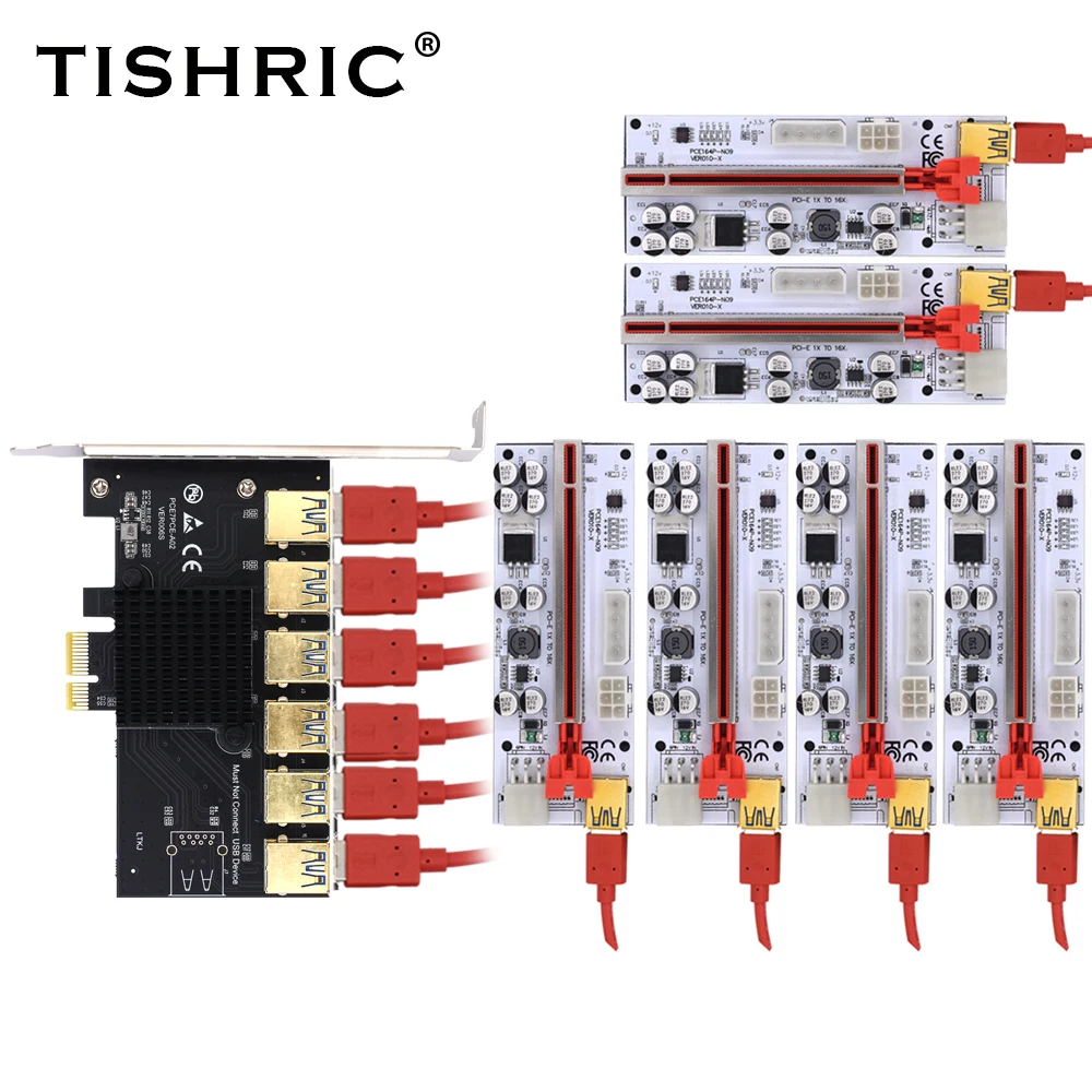 TSIHRIC PCIE 1 to 4/5/6 Pci Express Multiplier USB3.0 Extender Pci Express 1x 16x Card Slot Riser 009s 010 For Bitcoin Mining data cable types Cables & Adapters