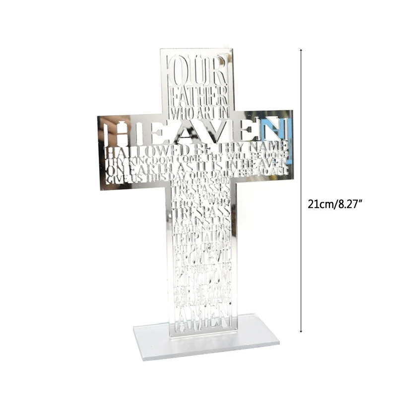 Acrylic Cross Decor 21cm Acrylic Hollow Out Scriptures Cross Sculpture