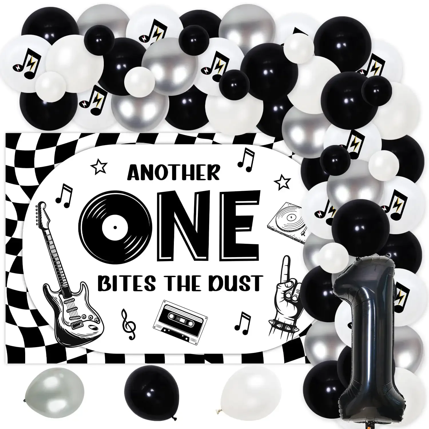 

Rock Music 1st Birthday Party Decor, Balloon Arch Kit, Backdrop Banner, Rock Roll, One Year Old Supplies