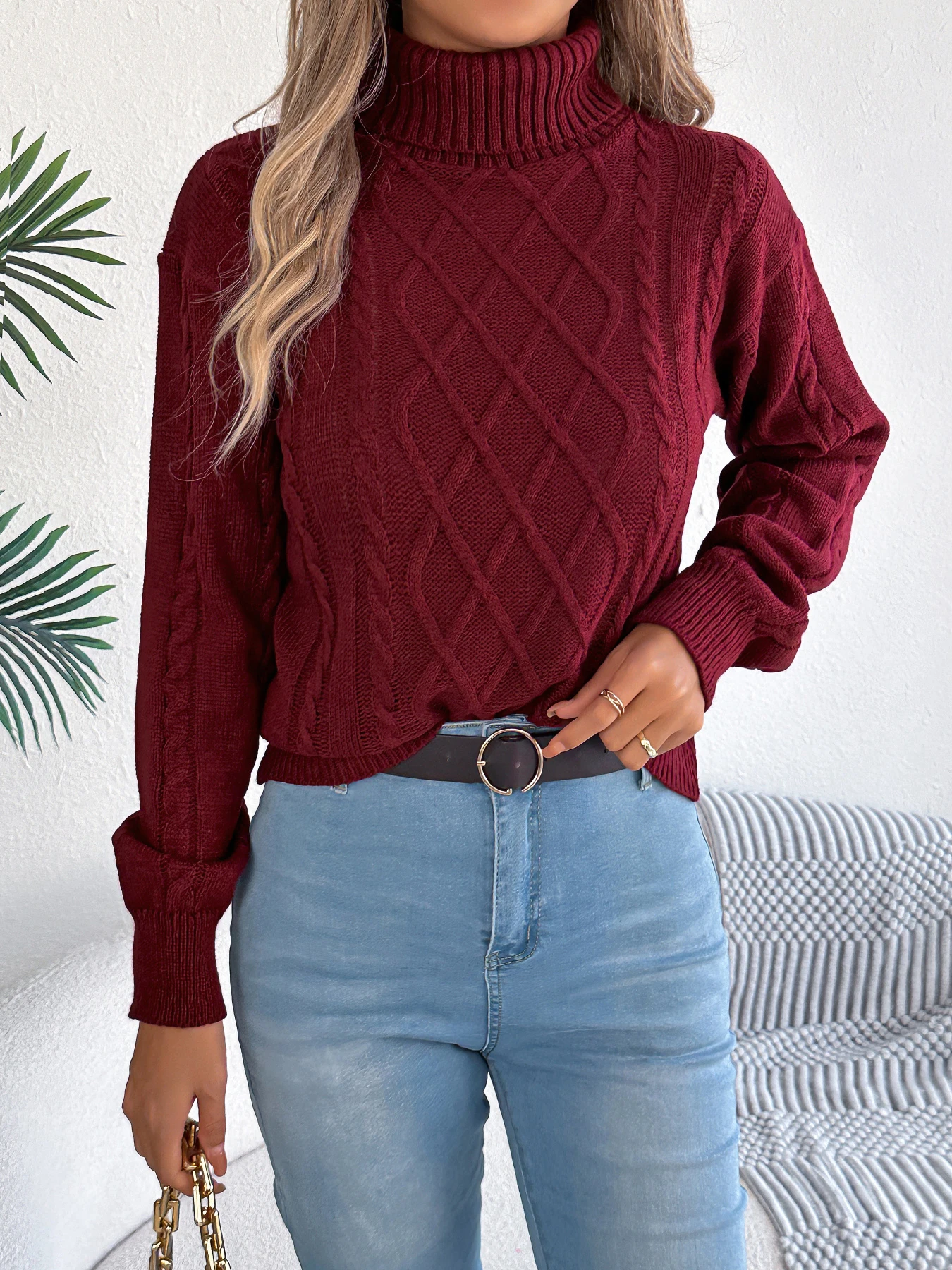 Women Knitted Turtleneck Sweater Autumn Winter