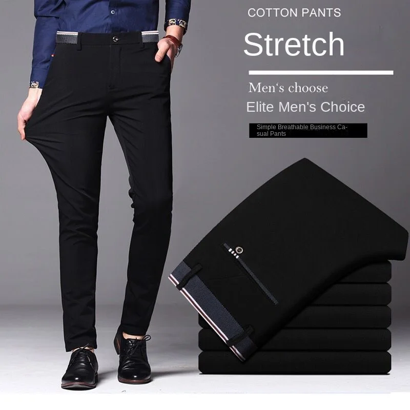Men Pants Stretch Pants Business Pants Suit Pants Black Suit Pants for Men Spring and Autumn Stretchy and Non-Ironing Office Trousers Slim Fit Formal Pants for Men Dress