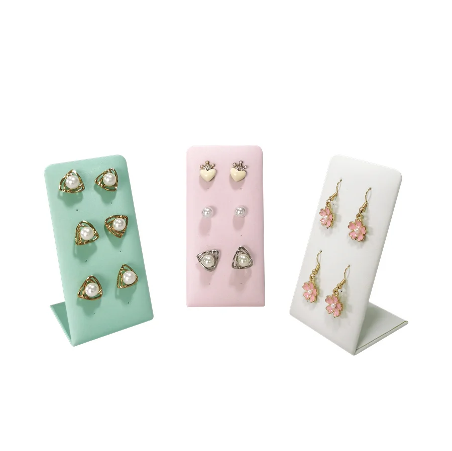 Custom Color Ear Studs Display Rack 12 Holes Earrings Holder Jewelry Organizer L Shaped Earring Display Stand 1pcs