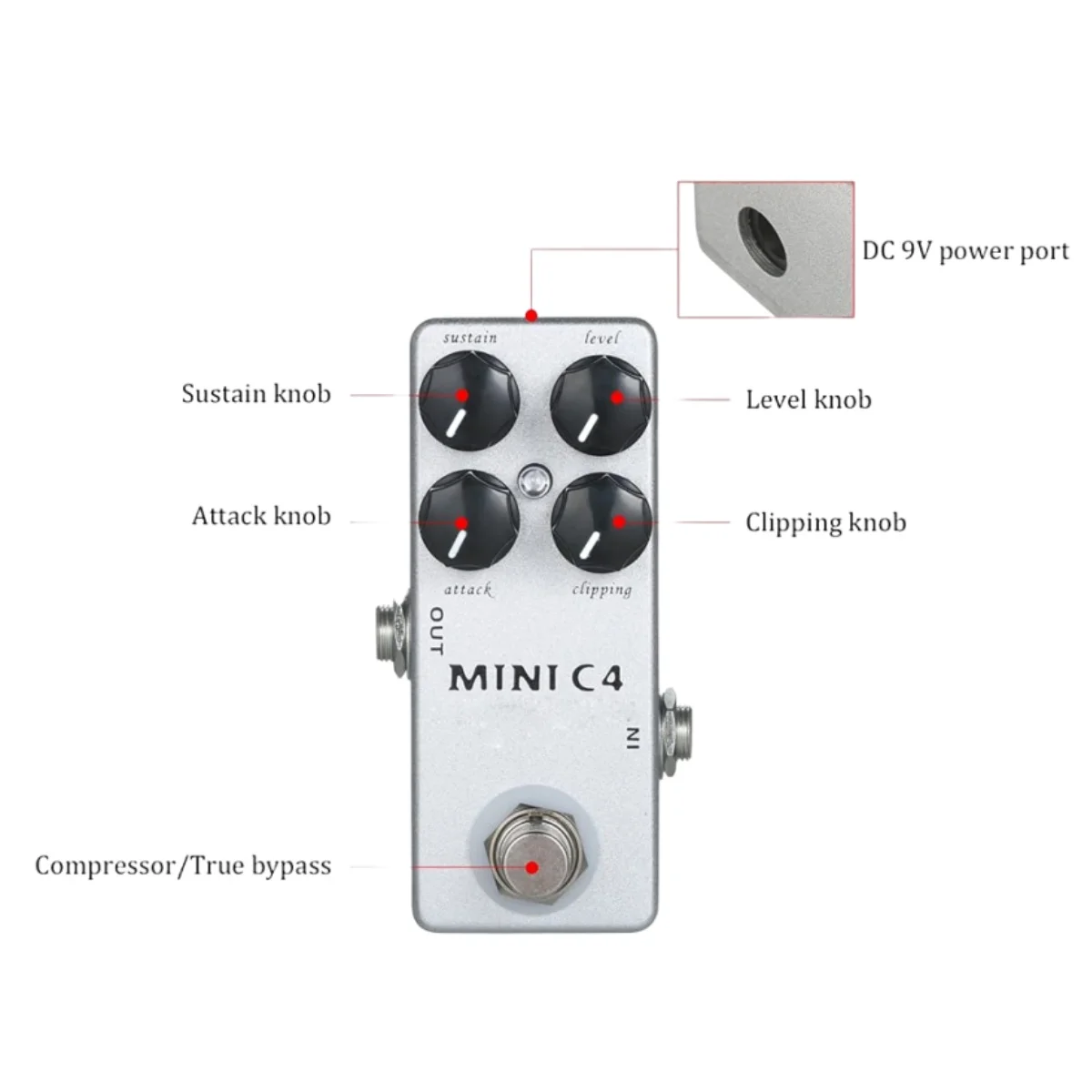 MOSKY Mini C4 Compressor Guitar Effect Pedal Metal Shell Pedal Effects True Bypass Guitar Parts Guitar Accessories 