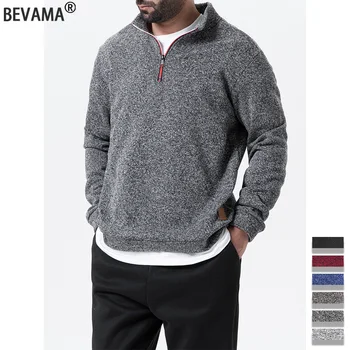 Felpe con cappuccio con mezza cerniera colletto rialzato da uomo Pullover Autunno in pile Abbigliamento sportivo Felpe a maniche lunghe Dolcevita casual quotidiano 1