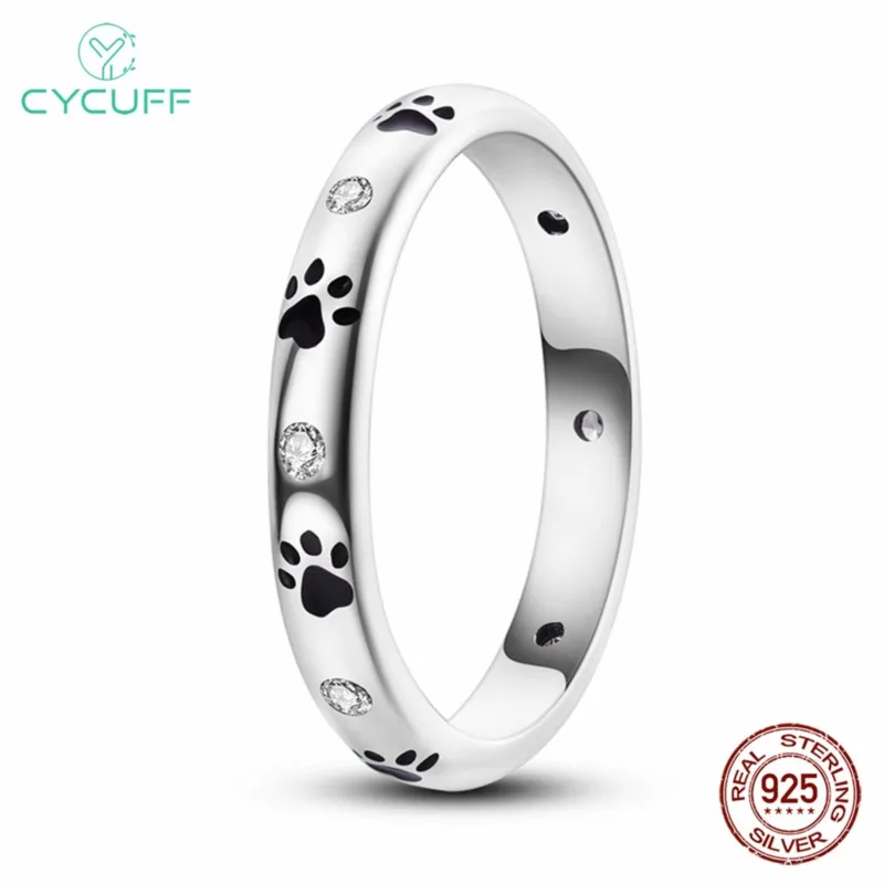 925 Sterling Silver Puppy paw prints Rings For Wedding Engagement Birthday Silver Jewelry Women Gift Silver Ring