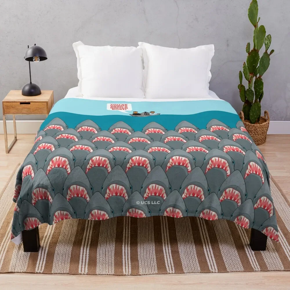 Jaws Movie Sharks Throw Blanket Bed Camping Luxury Addensare Coperte