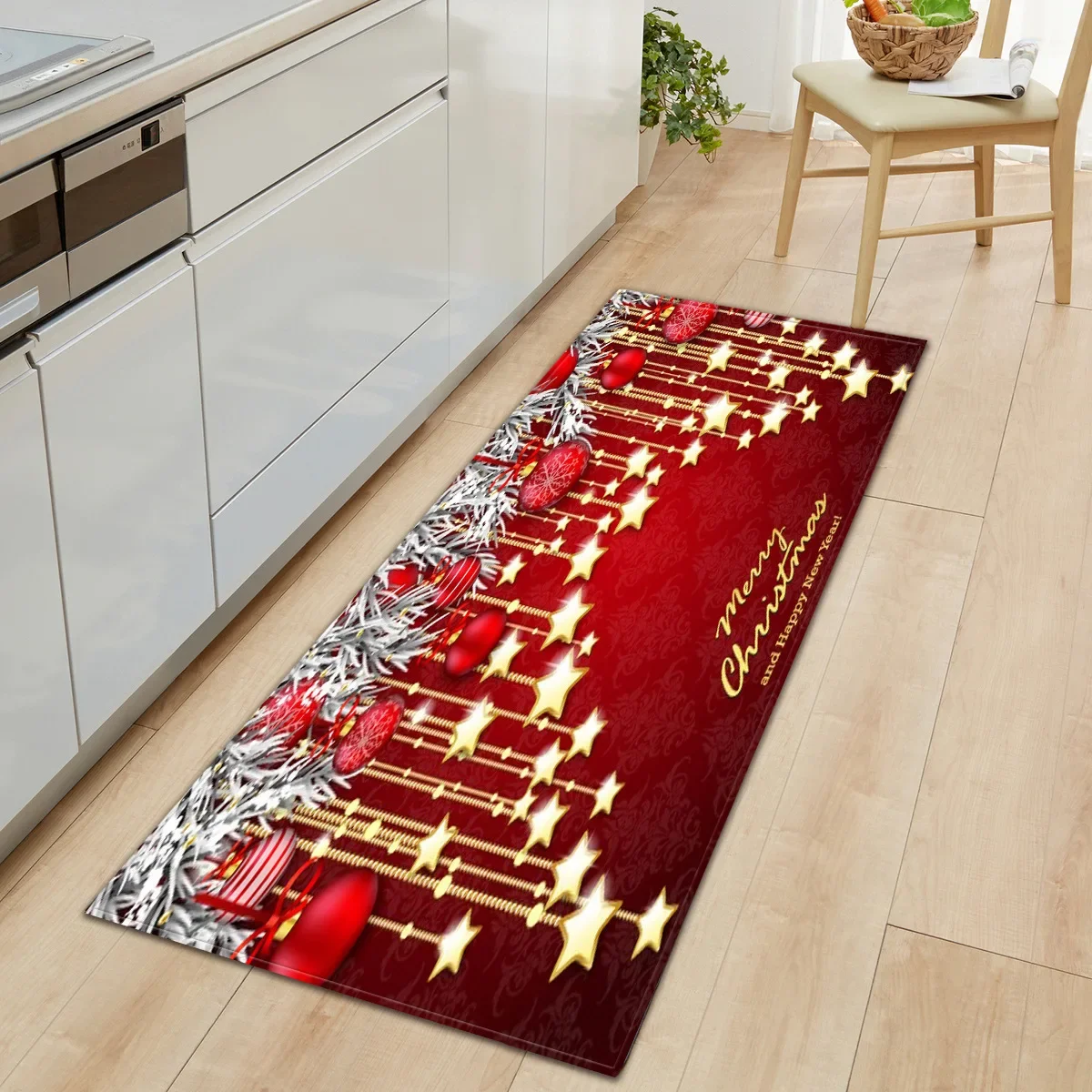 thumbnail image 1 of Alfombra de decoración navideña, alfombras largas para cocina, alfombras navideñas bonitas, alfombras rectangulares, alfombras antideslizantes para dormitorio, 1 of 5