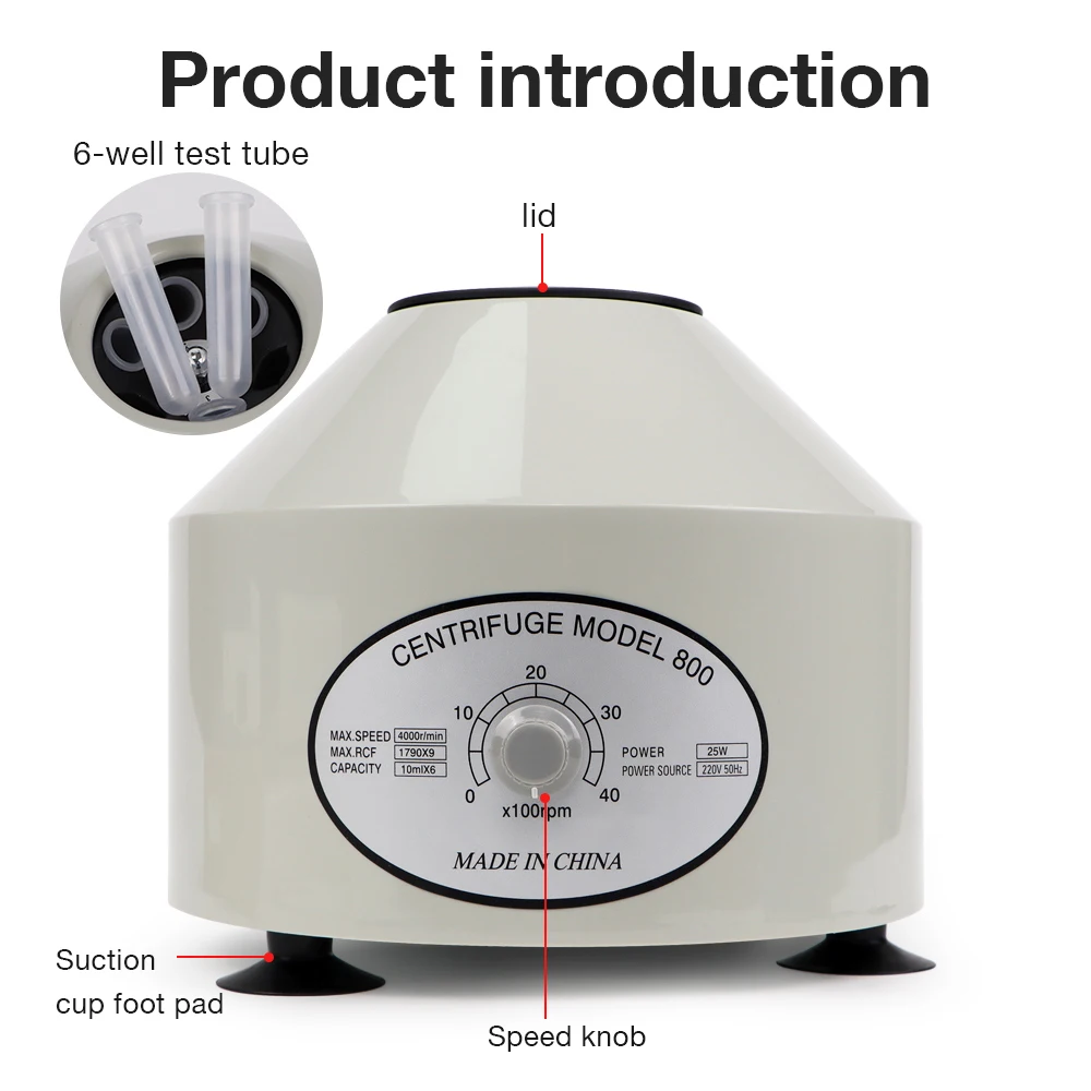Desktop Lab Centrifuge Adjustable Speed 10mlx6 Tube