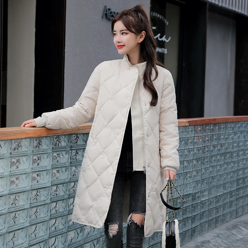 Women's Parkas Thick Cotton Padded Outerwear Casual Coats 2024 Winter Solid Long Jacket Female Stand Collar Overcoat with Sashes