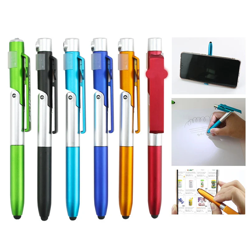 1PC Ballpoint Pen Multifunctional LED Light Folding for Phone Holder Night Reading Homework Student Pen School Stationery