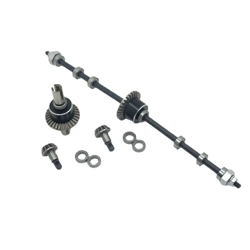 Kit différentiel avant et arrière en métal pour Feiyue 1/12 RC, composants détaillés sur fond noir