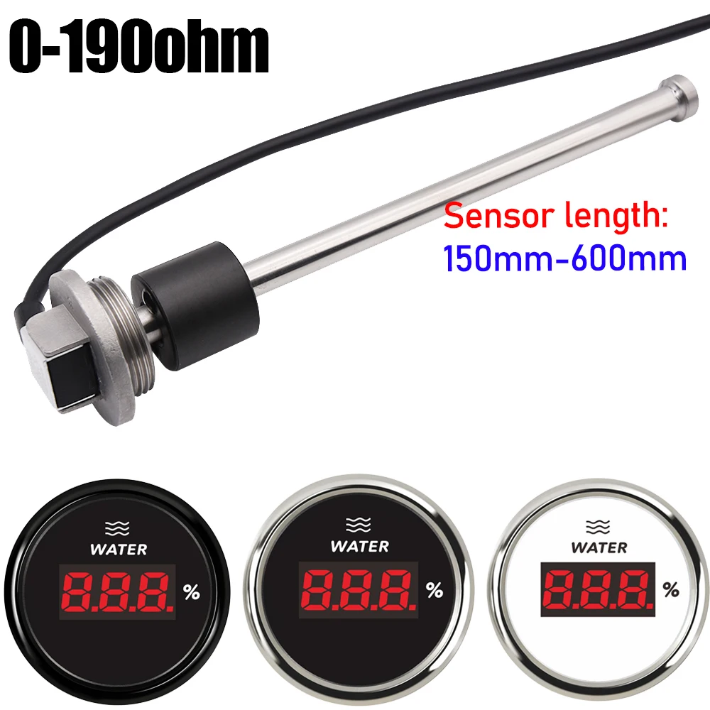 0-190 Ohm Digital Water Level Gauge Waterproof +150-600mm Water Level ...