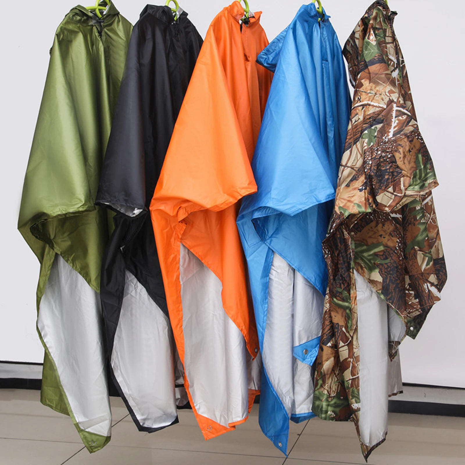 Waterproof Rain Poncho Jacket Shelter Reusable Tarp For Adult Unisex Camping Outdoor Three-In-One Raincoat Lightweight