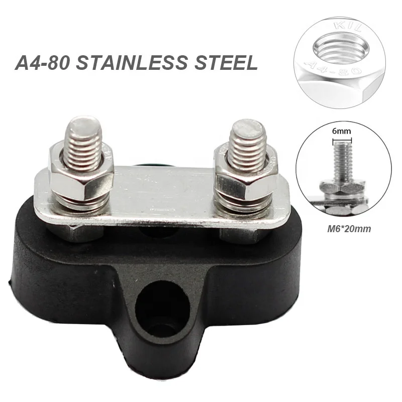 Universal Car Accessories Cars Bus Trucks 48V Red 1/4 Single M6 Studs Battery Power Distribution Terminal Block Bus Bar
