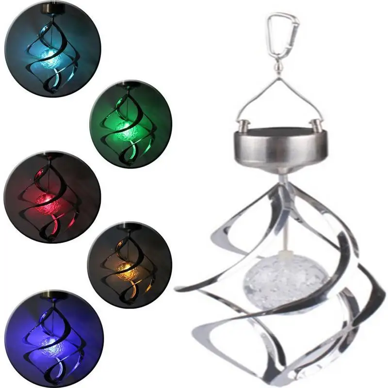 Solar Wind Chime Lights Waterproof Wall Hanging Spiral Landscape Lights Color Changing Wind Chimes With LED Lights Outdoor Party no monthly fee triple motion detection night vision 3mp ultra hd video doorbell with indoor chime