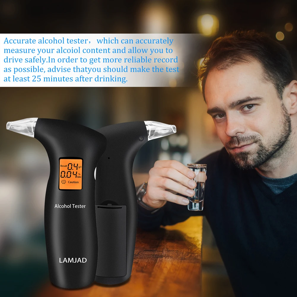 Digital Breathalyzer LCD Display Digital Alcohol Detector Portable Drink-Driving Breathalyzer for Personal & Professional Use