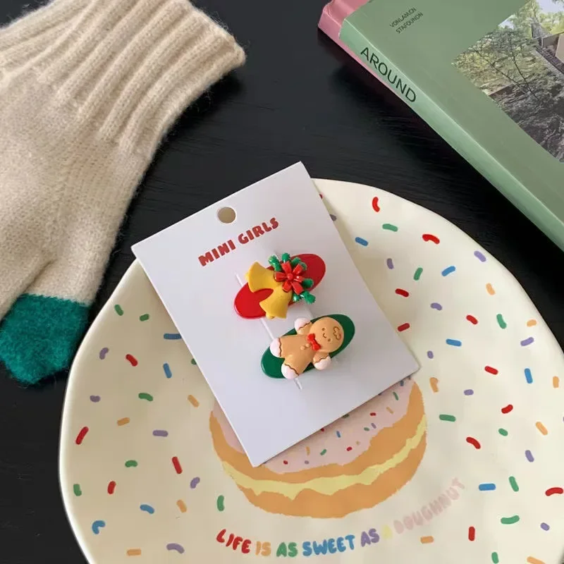 Women Cute Acrylic Hair Pin Cartoon Santa Claus Hair Clips for Girls Headwear Kids Hair Accessories Christmas Gift