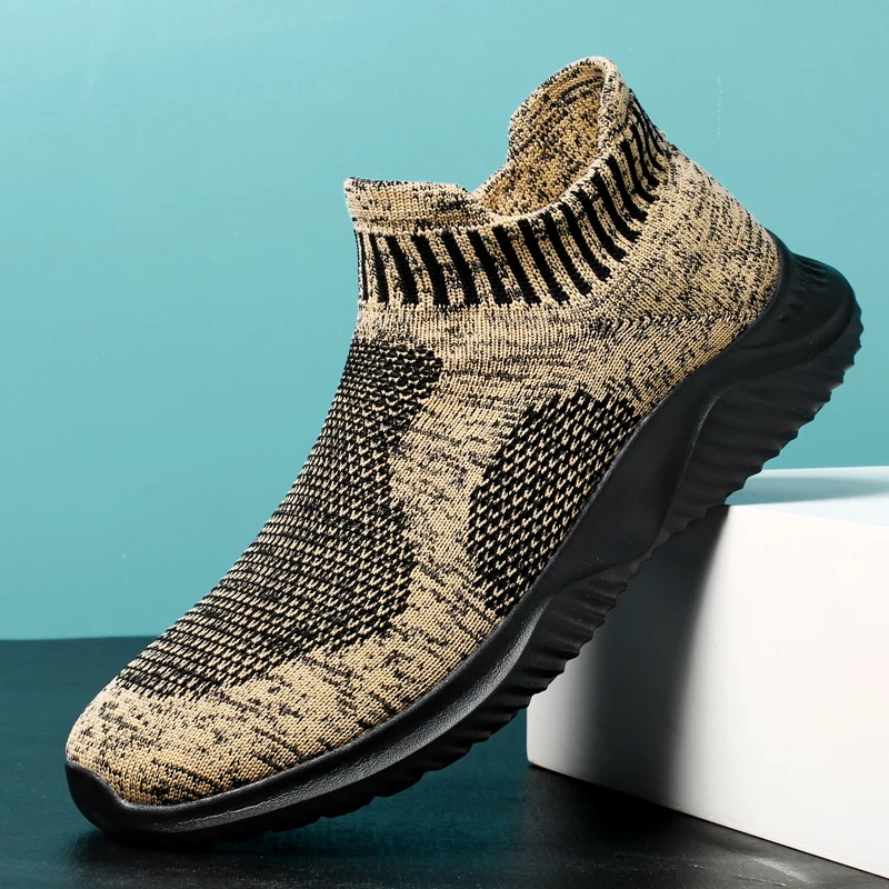 2026 New Men's Fashion Knit Slip-On Sneakers - Breathable Running Shoes with Cushioned Anti-Slip Sole for Casual Streetwea 2