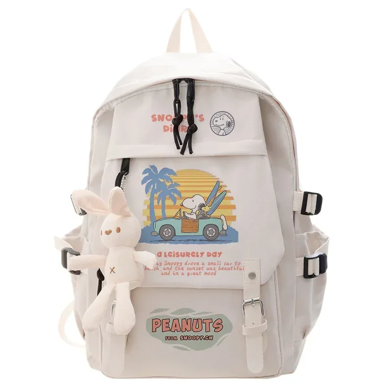 Snoopy Cartoon Student Backpack Boys Girls Junior High School ins Large Capacity Travel Schoolbag Nylon Shoulder Bag handbag 5
