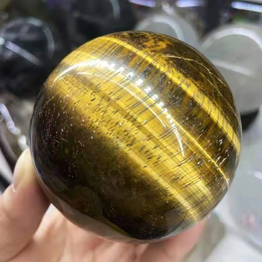 Natural Crystal Tiger Eye Ball Raw Stone Polished Ball Large and Small Yellow Tiger Eyeball Furniture In The Living Room