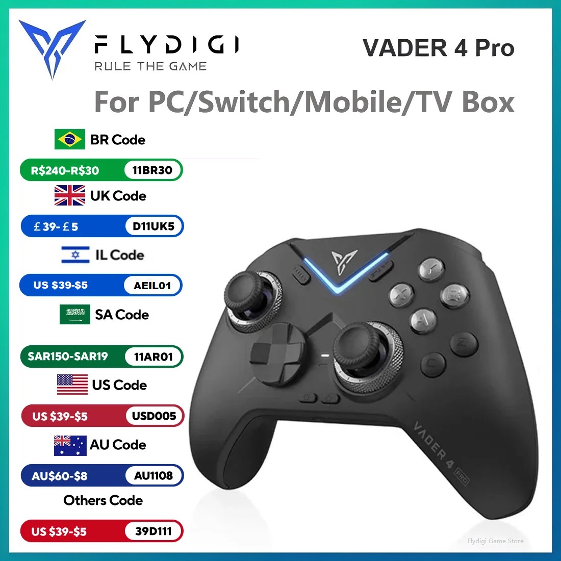Flydigi Vader 4 Pro Gaming Controller, Force-switchable Tirgger Support, For PC/NS/Mobile/TV Box, PC Gamer PS Cloud Game Gamepad