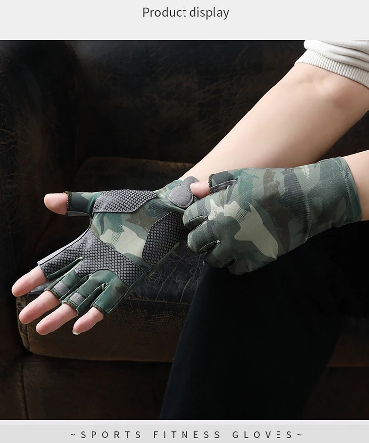 Radfahren Angeln Herren handschuhe Sommer Frauen Eis Seide Sonnenschutz rutsch feste Seefischerei Anti-Schnitt dünne finger lose Handschuh atmungsaktiv – Detail 14