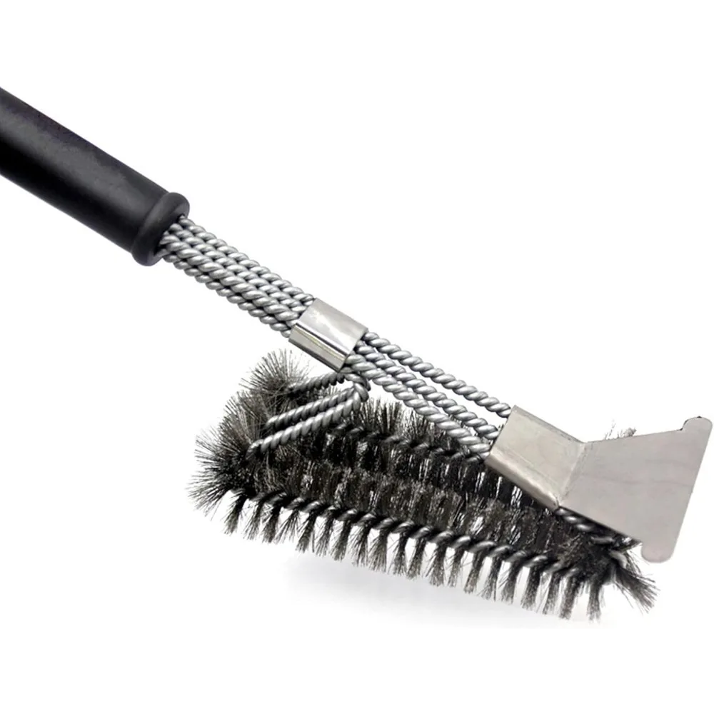 Scraper Three Head Oven, Baking Net, Cleaning Brush, Stainless Barbecue Brush