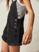 Korean Fashion Chic Jumpsuits Overalls Baggy Shorts Vintage Black Denim Rompers Women Sleeveless High Waist Jeans Play Suits - Image 3