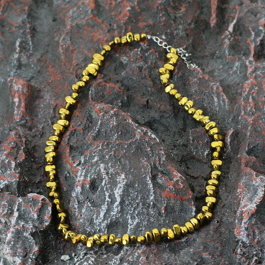 Hematite Stone Men Necklace Punk Accessories